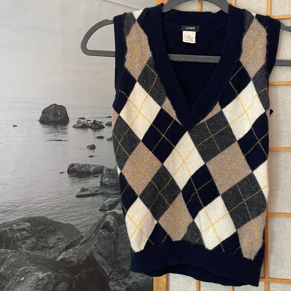 J. Crew V-Neck Argyle Sweater Vest XS